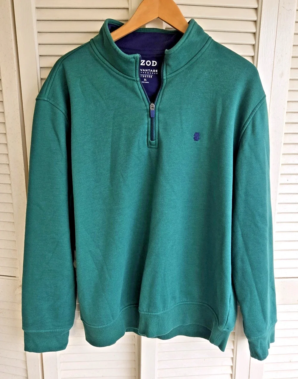 IZOD Advantage Performance Stretch Pullover Mens XL Green Fleece Lined 1/4 Zip